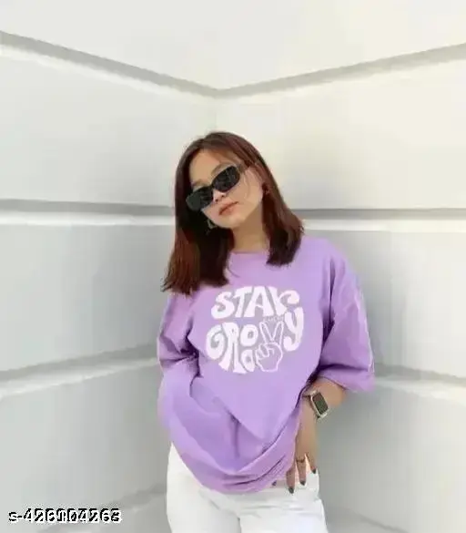 Oversized tshirt fashion Lavender colour Fabric-cotton sinker biowash (s).webp