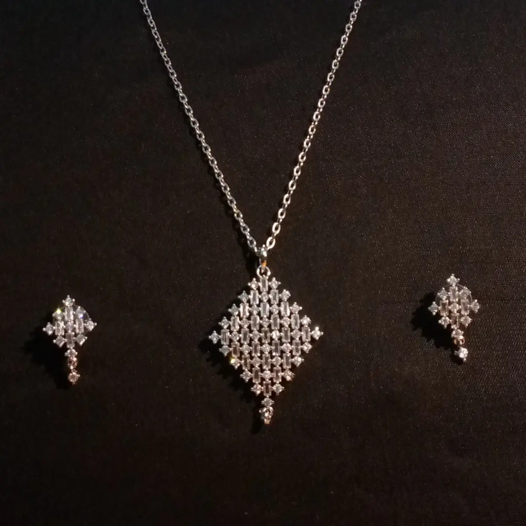 Elegant Sparkle Diamond Pendant & Earring Set