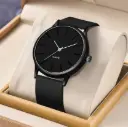 Men's Minimalist All-Black Quartz Analog Watch