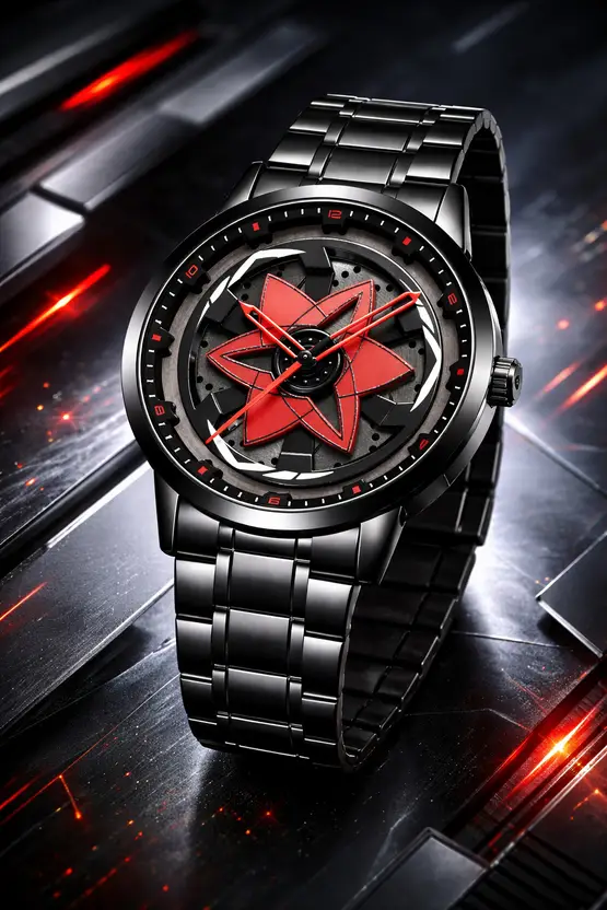 Car Wheel Spinning Gyro Analog Watch for Men | Black Metal Strap | Quartz Movement | Water Resistant | Sports & Party Wear Watch