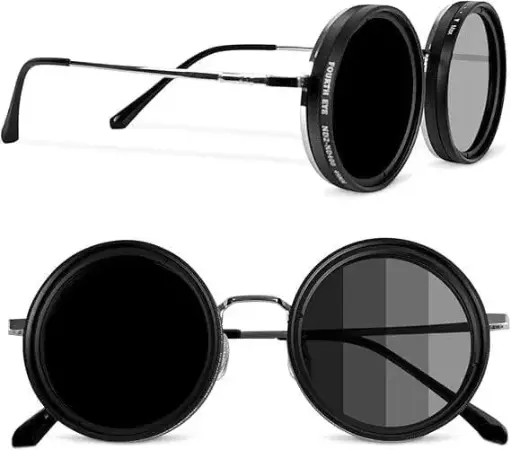 Adjustable Tint Steampunk Round Flip-Up Sunglasses