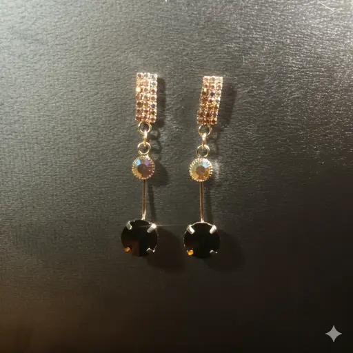 Elegant Oxidized Silver Jhumka Dangle Earrings with Striped Heart Stud and Colorful Heart Charms