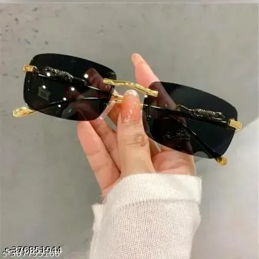 women Gold Metal Rectangular , UV Protected sunglass (pack of 1)