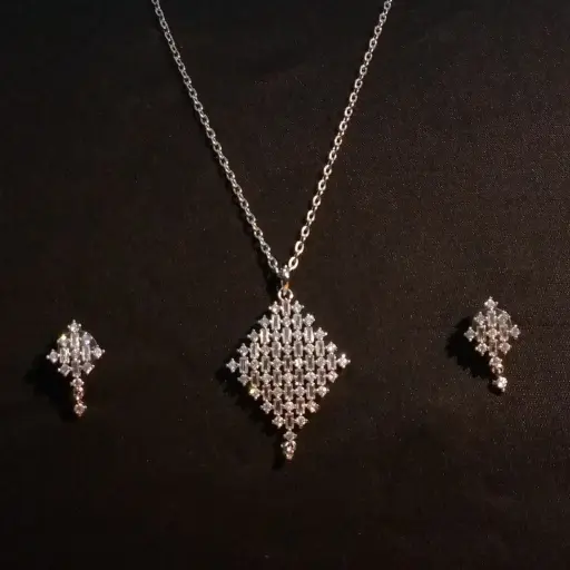 Elegant Sparkle Diamond Pendant & Earring Set
