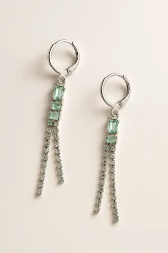 Minimalist Silver Hoop Dangle Earrings 